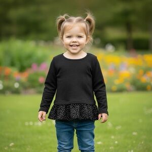 ❤️3 for $12 ❤️ Primark Girl Black with polka dot Blouse Size 2-3 Years